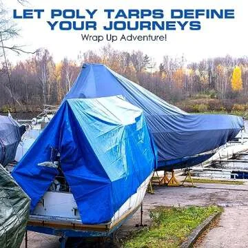 TARPATOP Multi-Purpose Waterproof Heavy Duty Poly Tarp - 8X10 Large Blue Tarp with Grommets Every 3ft - Rot, Rust, and UV Resistant, Weatherproof Tarp Covers for Camping, Farming, Vehicles, and More