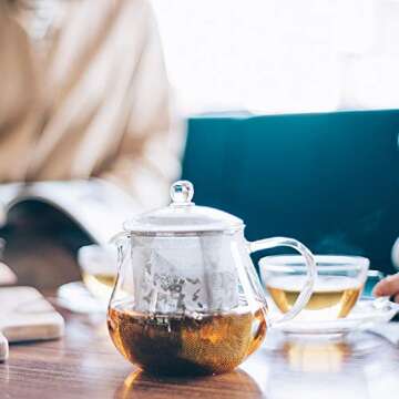 Elegant Hario Leaf Tea Pot with Stainless Steel Filter 700ml