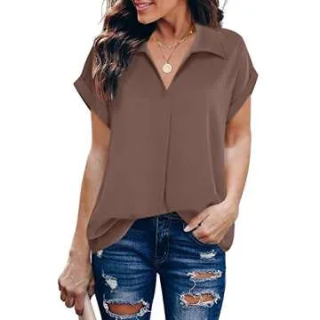 Gaharu Chiffon Blouses - Stylish Short Sleeve Tunic Tops for Women