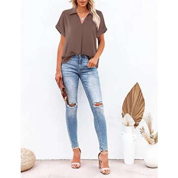 Gaharu Chiffon Blouses for Women Elegant Tunic Work Tops