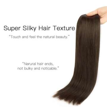 HOTBANANA Wire Hair Extensions, 18 inch 95g Chocolate Brown Fish Line Hair Extensions Real Human Hair Straight Invisible Wire Hair Extensions Remy Hair Extensions