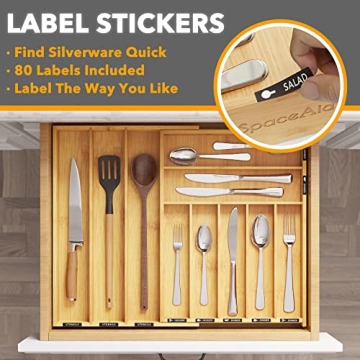 SpaceAid Bamboo Silverware Drawer Organizer for Kitchen Storage