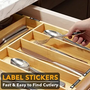 SpaceAid Bamboo Silverware Drawer Organizer for Kitchen Storage
