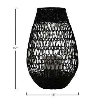 Bloomingville Black Rattan Glass Insert Lantern (AH1450)