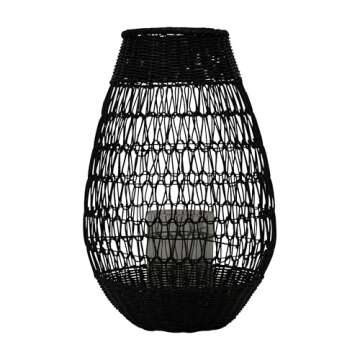 Bloomingville Black Rattan Glass Insert Lantern (AH1450)