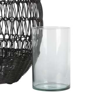 Bloomingville Black Rattan Glass Insert Lantern (AH1450)