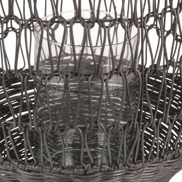 Bloomingville Black Rattan Glass Insert Lantern (AH1450)