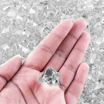 Super Z Outlet Acrylic Color Ice Rock Crystals Treasure Gems for Table Scatters, Vase Fillers, Event, Wedding, Birthday Decoration Favor, Arts & Crafts (385 Pieces) (Clear)