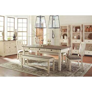 Bolanburg Upholstered Dining Bench in Antique White