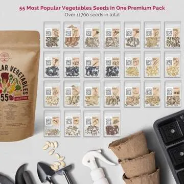 Organo Republic 55 Vegetable Seeds Variety Pack - Non-GMO Heirloom Garden Seeds