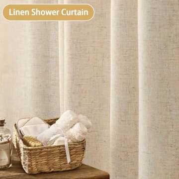 Awellife Extra Long Shower Curtain 96" - Natural Linen Fabric for Luxury Bathroom