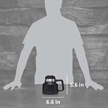 Stanley The Tough-To-Tip Admiral's Mug Hammertone 20OZ - Non-Spill Coffee Mug, Durable Design for Busy Mornings and Office Hours - Matte Black