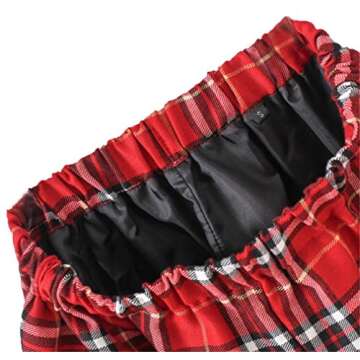 Women's Short Plaid Elasticated Pleated Skirt School Uniform, Red Mixed White, Medium