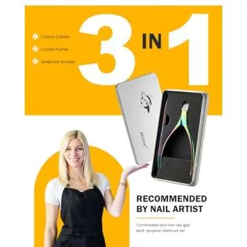 BEZOX Cuticle Trimmer with Pusher - Salon Quality Cuticle Clipper with Cuticle Pushers, Super Sharp Cuticle Cutters and Dual-End Nail Pushers Cuticle Stick, Professional Manicure Tools - Rainbow