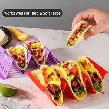 Colorful Taco Holders Set - 6 Stackable & Dishwasher Safe