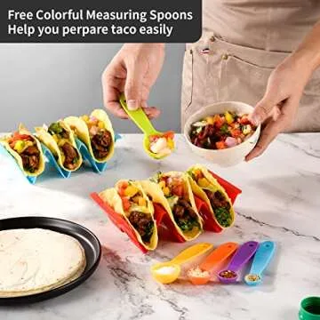Colorful Taco Holders Set - 6 Stackable & Dishwasher Safe