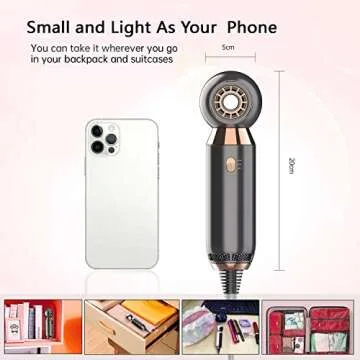 Portable Hair Dryer - 800W Constant Heat Control Hairdryer Protect Hair, with ALCI Safety Plug High Airflow Lightweight Mini Blow Dryer for Home Hotel and Travel