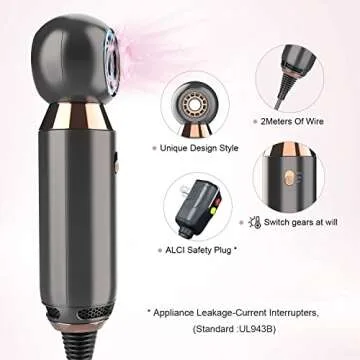 Portable Hair Dryer - 800W Constant Heat Control Hairdryer Protect Hair, with ALCI Safety Plug High Airflow Lightweight Mini Blow Dryer for Home Hotel and Travel