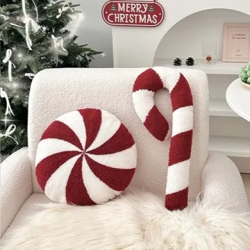 Charming Eoieov Christmas Candy Throw Pillow for Decor