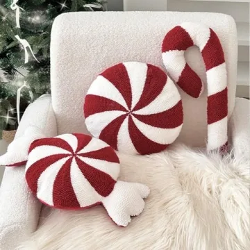 Charming Eoieov Christmas Candy Throw Pillow for Decor