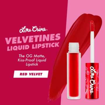Lime Crime Velvetines Liquid Matte Lipstick, Red Velvet (True Red) - Bold, Long Lasting Shades & Lip...