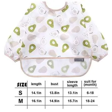 6-42 Months Toddler Baby Sleeved Bibs Waterproof Smock