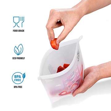 Zulay Reusable Silicone Food Storage Bags - 4-pack Food Grade and Eco-Friendly Preservation Bags - A...