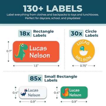 Bunny Badges Personalized Daycare Name Labels (130 Labels) - Custom Waterproof Name Stickers for Clo...