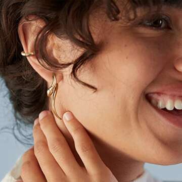 MEVECCO Gold Snake Earrings for Women, 18K Gold Plated Faux Gauge Earrings Dainty Snake Fake Spiral ...