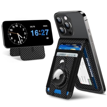 For Magsafe Wallet Stand with Airtag Holder, Strongest Magnetic Wallet for iPhone 16/15/14/13/12 Ser...