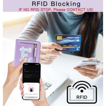 COSHAYSOO Initial RFID Wallet Small Birthday Easter Stocking Stuffer Gifts Idea for Her Flower Girls...