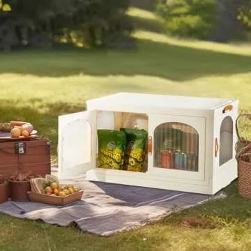 rwcoet Collapsible Stackable Storage Bins 8gal & 32L 3 Pack, Storage Cabinet with Lids and Doors, Craft Storage Bins with Open Front Doors and Wheels for Bedroom & Living Room