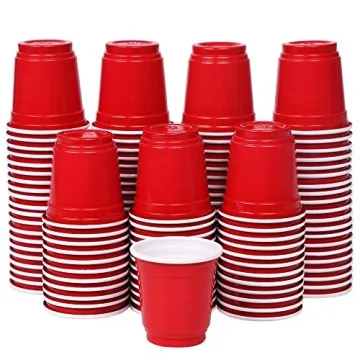 Zcaukya Mini Disposable Shot Cups 120 Count Red Plastic 2oz Party Cups