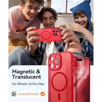 iPhone 16 Pro Max Magnetic Case - Shockproof Red