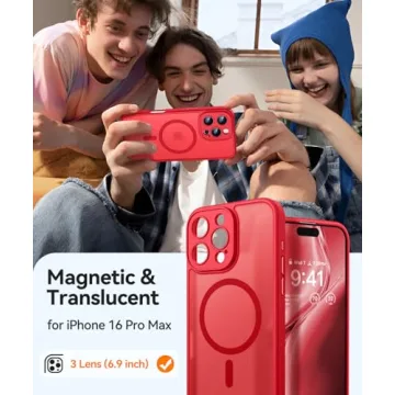 iPhone 16 Pro Max Magnetic Case - Shockproof Red