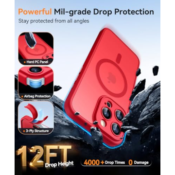 iPhone 16 Pro Max Magnetic Case - Shockproof Red