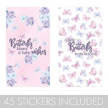Butterfly Girl Baby Shower Miniature Chocolate Candy Bar Wrappers, A Little Butterfly is on Her Way Baby Shower Decorations, It's a Girl Favor Stickers - 45 Count