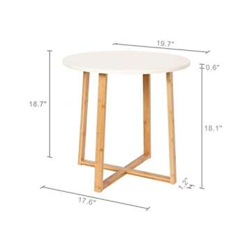 BAMEOS Side Table Modern Nightstand Round Side End Accent Coffee Table for Living Room Bedroom Balcony Family and Office (19.7inx18.7in)