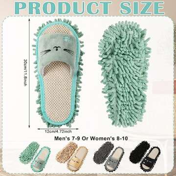 Wesiti Washable Mop Slippers - 4 Colors for Easy Cleaning