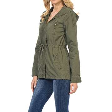Auliné Collection Women's Versatile Military Safari Utility Anorak Street Fashion Hoodie Jacket in ...
