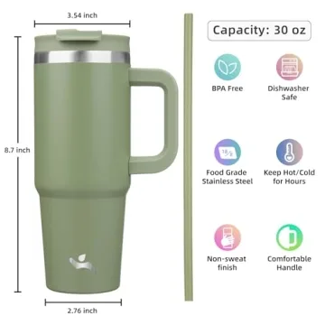 30 oz Konokyo Tumbler with Handle & 2 Straws