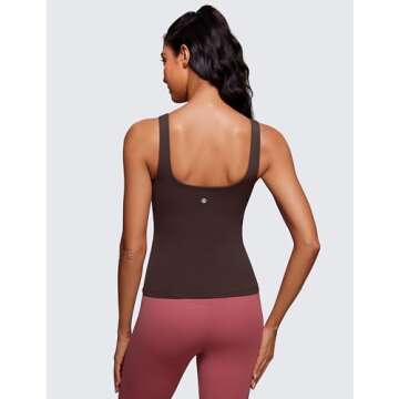 CRZ YOGA Butterluxe Workout Tank Tops for Women U Neck Padded Crop Tops Athletic Camisole Tops with ...