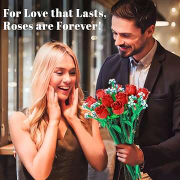 Valentines Artificial Flowers for Adults Rose Bouquet Building Set, Wildflowers Icon Flowers Botanic...