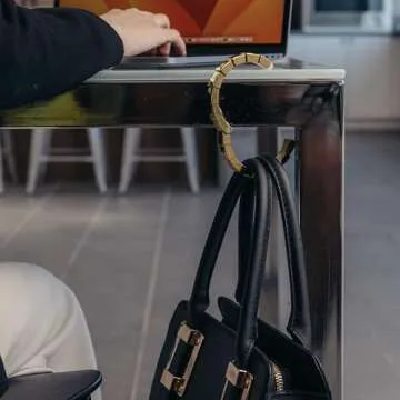 Divina Gold Attache Purse Hanger - 35lb Capacity, Magnetless Design