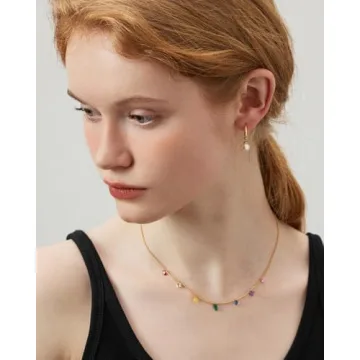 ALRNBY Charm Gold Necklace for Women with Rainbow Crystals