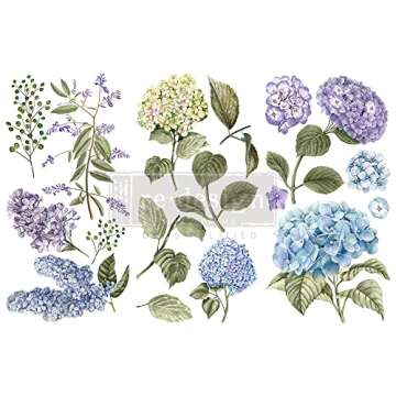 Redesign With Prima Small Transfers Mystic Hydrangea 3 Sheets,6"x12" 655350653408 Home Decor Furnitu...