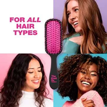 The Knot Dr. for Conair Mini Hair Brush, Wet and Dry Detangler, Removes Knots and Tangles, For All Hair Types, Pink
