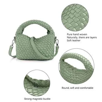 Women Woven Tote Small Crossbody Bag in Ai Green