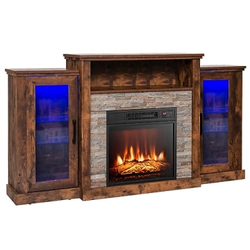 GOFLAME Fireplace TV Stand with LED Lights & Electric Fireplace for 65” TVs