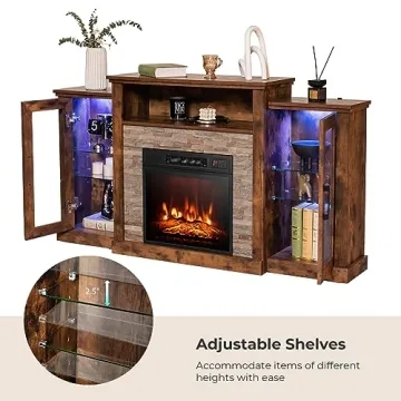GOFLAME Fireplace TV Stand with LED Lights and Electric Fireplace